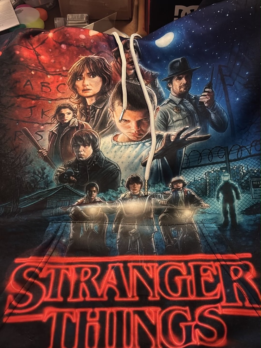 Stranger Things Graphic Hoodie - Red, Blue, Black